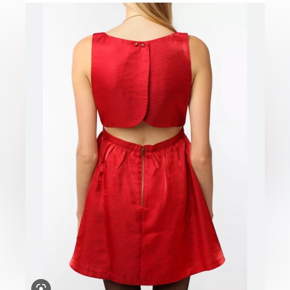 Urban Outfitters Lucca Couture Metallic Red Short Dress Cutout Small - Picture 8 of 13